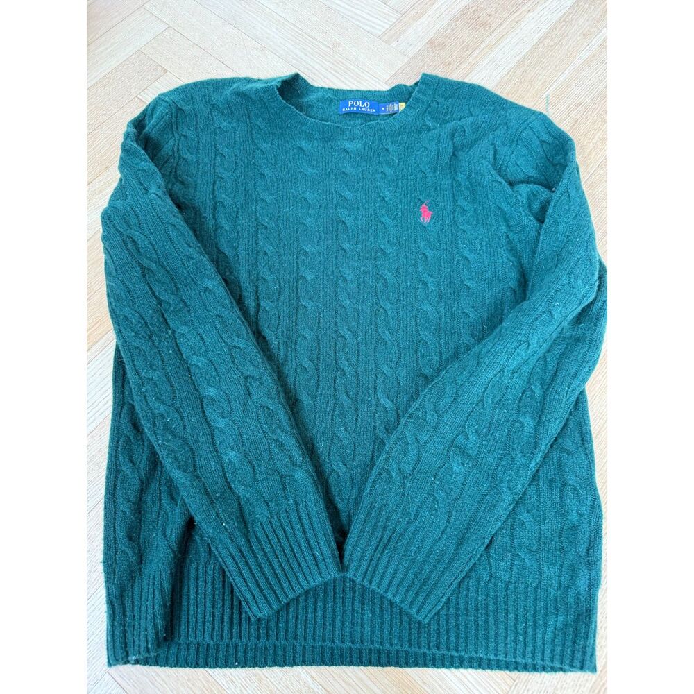 POLO RALPH LAUREN - Green 100% Cashmere Cable Sweater - M